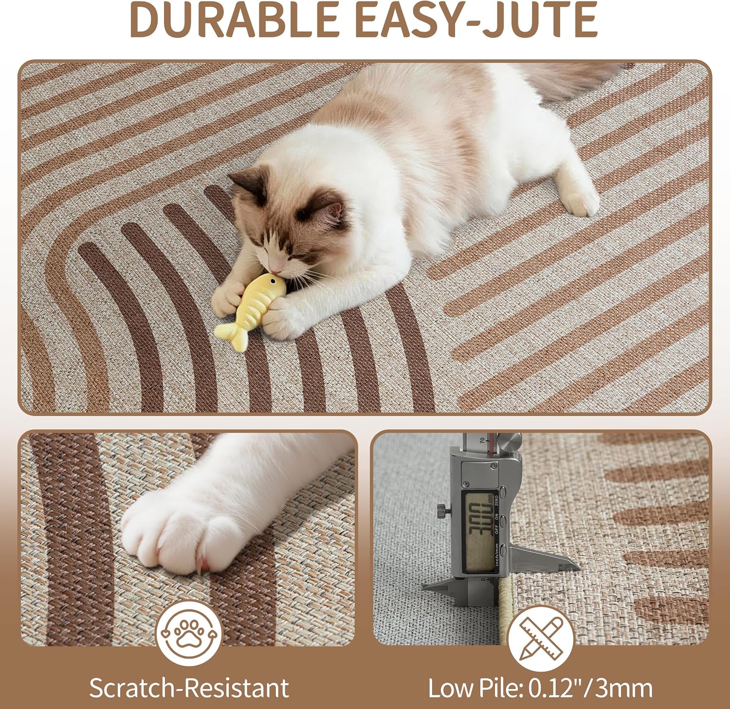 3x5 Brown Washable Jute Entry Rug